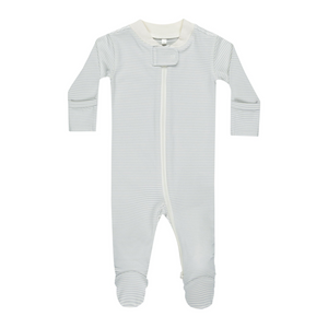 Quincy Mae Zip Sleeper Footie / Sky Micro Stripe