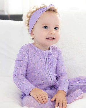 Lev Baby Ruffled Zippered Footie / Lila Lavender