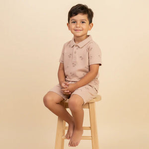Organic Collar Tee & Shorts Set / Island Palm