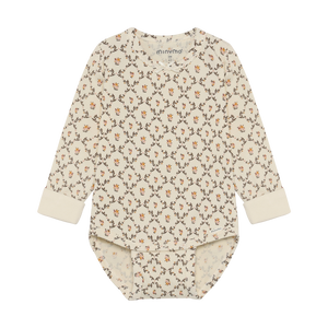 Minymo Floral Bodysuit / Seed Pearl