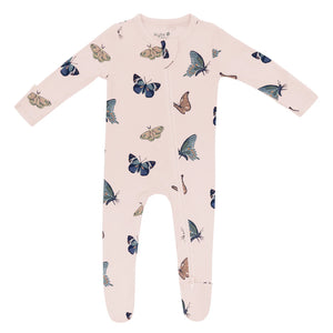 Baby Zippered Footie / Blush Butterfly