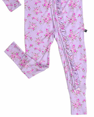 Lev Baby Poppy Convertible Romper / Sylvie Purple w/ Pink Floral