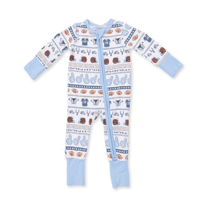 Football Stripe 2 Way Zipper Convertible Romper