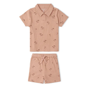 Organic Collar Tee & Shorts Set / Island Palm