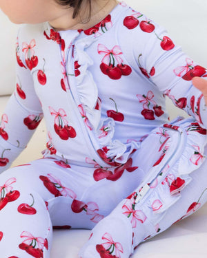 Lev Baby Ruffled Zippered Footie / Alice Cherries