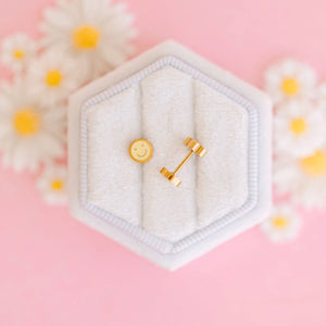 Pierced Tiny Yellow Smiley Earrings
