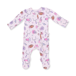 Football Cheer 2 Way Ruffle Back Zipper Footie