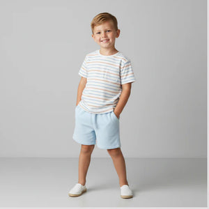 Organic Terry Tee & Short Set / Cabana Stripes
