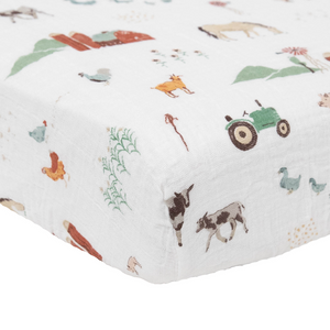 Little Unicorn Cotton Muslin Crib Sheet / Farmyard