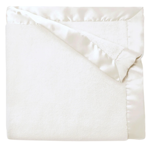 Elegant Baby Satin Trim Flannel Fleece Blanket (30x40) / White