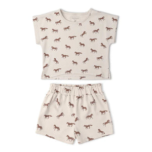Organic Drop Shoulder Tee & Short Set / Horses
