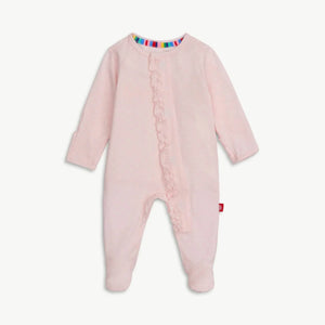 Magnetic Me Modal Magnetic Ruffle Footie / Pin Dot Pink