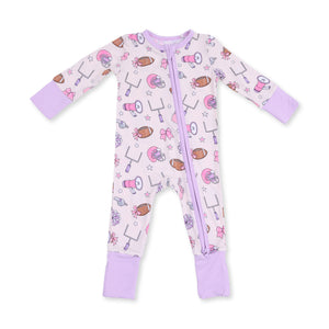 Football Cheer 2 Way Zipper Convertible Romper