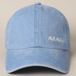 Mama Embroidered Baseball Hat / Denim Blue