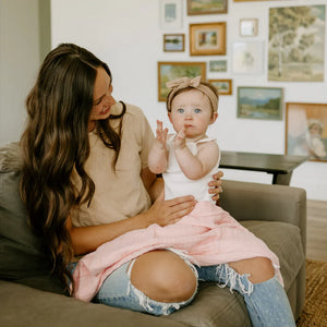 Little Unicorn Cotton Muslin Baby Quilt (30"x40") / Light Pink