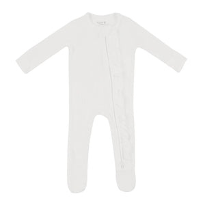 Kyte Baby Ribbed Ruffle Zippered Footie / Cloud