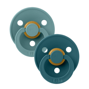 BIBS Round Pacifier 2-Pack / Size 2 (6-18 Months) - Blue/Blue Steel