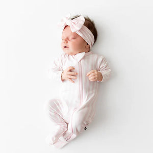 Kyte Baby Zippered Footie / Small Sakura Stripe