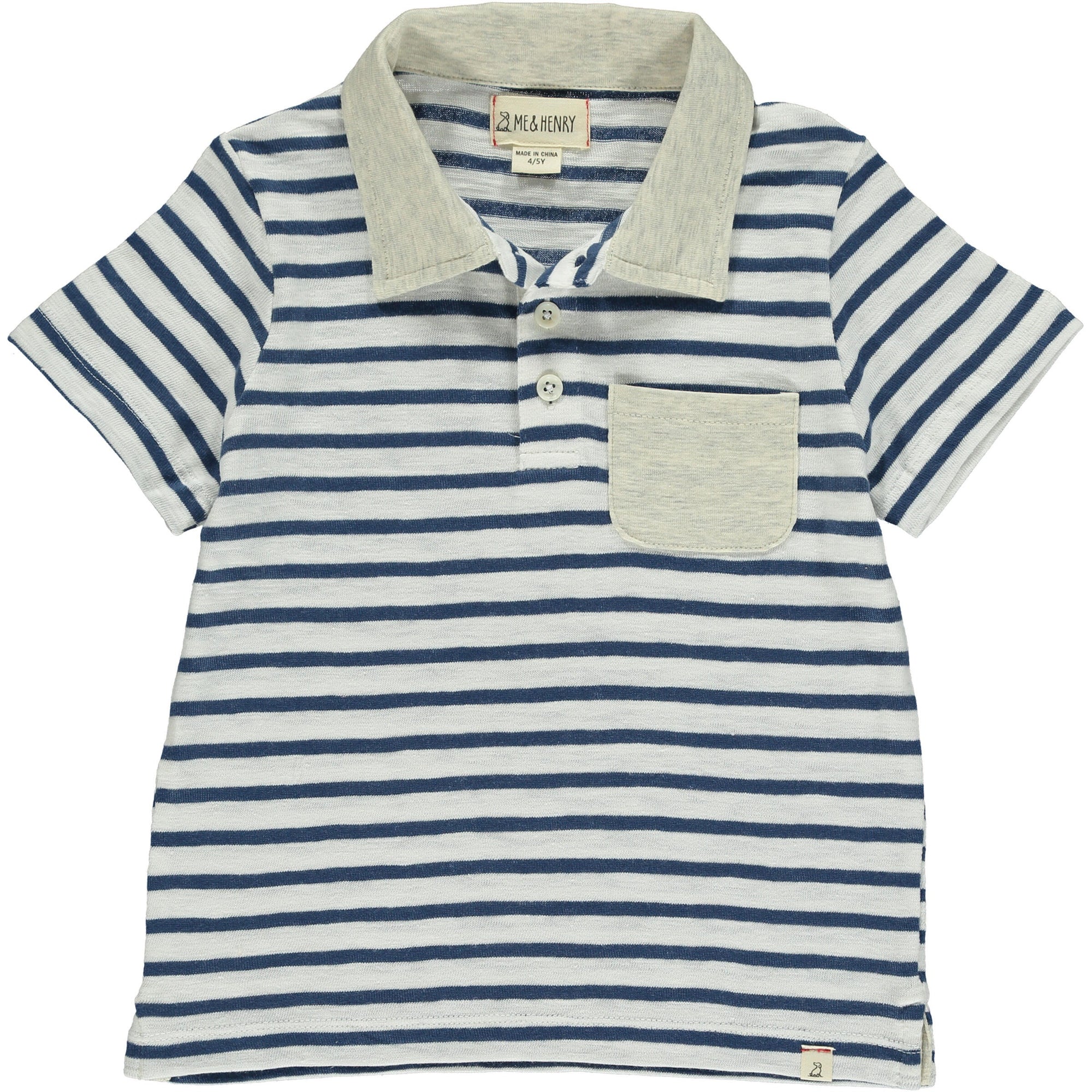 Me & Henry Anchor Polo Shirt / Navy & White Stripe