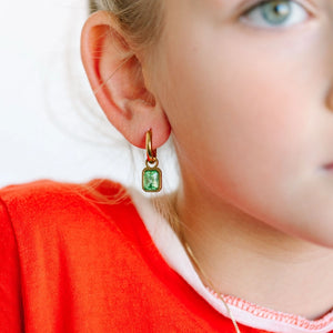 Pierced Emerald Gem Earring Charms