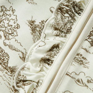 Milkbarn Luxe Stretch Ruffle Zipper Footed Romper / Country Toile