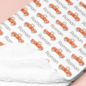 Sherpa-Lined Personalized Blanket | Trucks