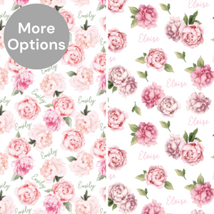 Plush Minky Fleece Personalized Blanket | Peonies