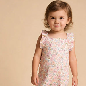 Organic Flutter Romper / Peony