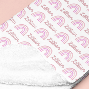 Sherpa-Lined Personalized Blanket | Rainbows