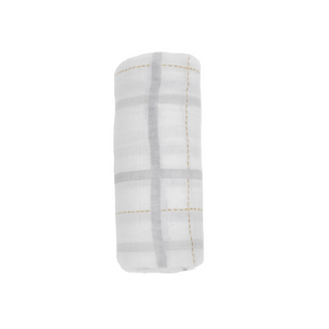 Little Unicorn Cotton Muslin Swaddle / Grey Plaid