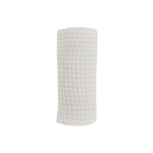 Little Unicorn Cotton Muslin Swaddle / Tan Gingham