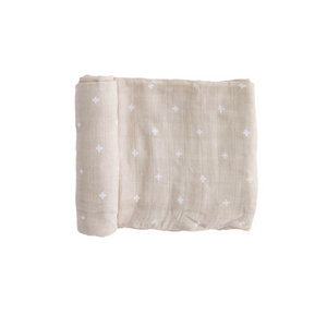 Little Unicorn Cotton Muslin Swaddle / Taupe Cross