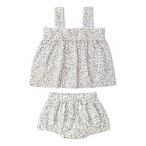 Organic Scalloped Top & Bloomers Set / Tulle Floral