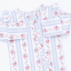 Anna Floral 2 Way Ruffle Sleeve Zipper Footie