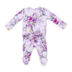 Dahlia Floral 2 Way Ruffle Back Zipper Footie
