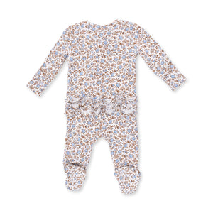 Hazel Floral 2 Way Ruffle Back Zipper Footie