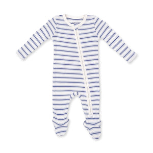Vintage Blue Stripe 2 Way Zipper Footie