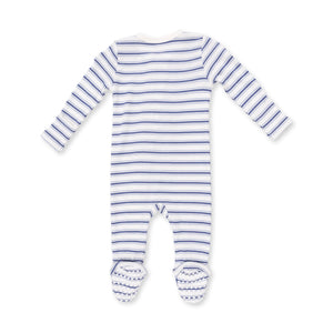 Vintage Blue Stripe 2 Way Zipper Footie