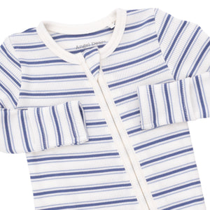 Vintage Blue Stripe 2 Way Zipper Footie