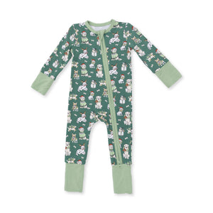 Angel Dear Christmas Dogs Convertible Romper - Green