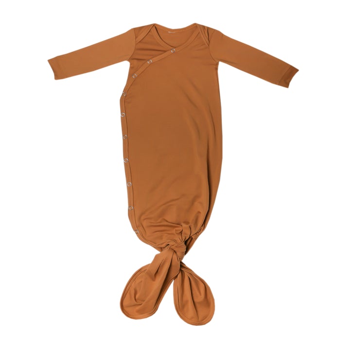 Copper Pearl Newborn Knotted Gown / Camel