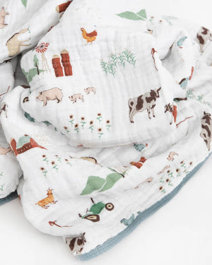 Little Unicorn Cotton Muslin Original Quilt (47"x47") / Farmyard