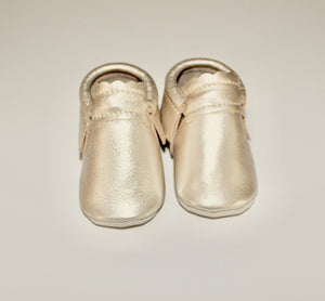 MishMoccs Leather Moccs / Champagne Metallic