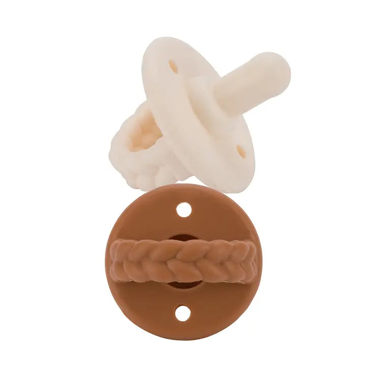Itzy Ritzy Sweetie Soother Pacifier Set / Coconut + Toffee Braids