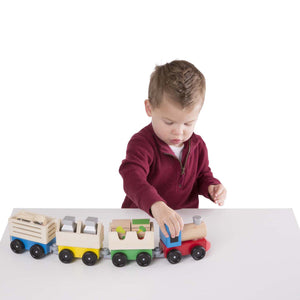 Melissa & Doug Wooden Farm Train Toy Set