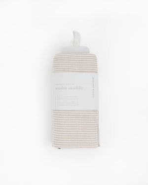 Little Unicorn Organic Cotton Muslin Swaddle Blanket / Sand Stripe