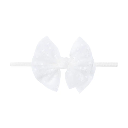 Baby Bling Tulle Lil' FAB Skinny Headband / White