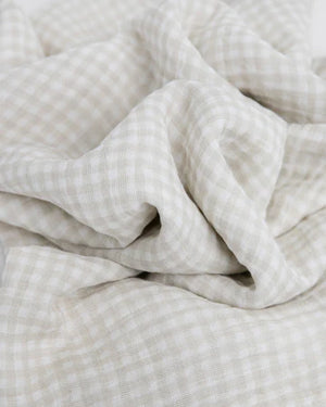 Little Unicorn Cotton Muslin Swaddle / Tan Gingham