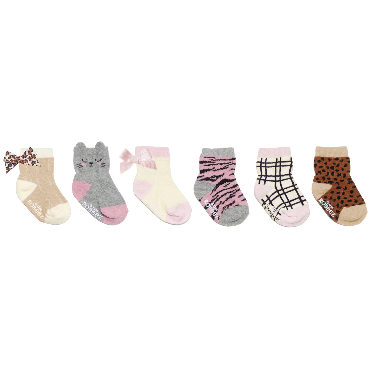 Robeez Infant Crew Socks 6-Pack / Girl - Purr-fect Kitty