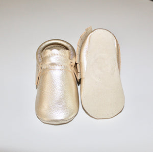 MishMoccs Leather Moccs / Champagne Metallic